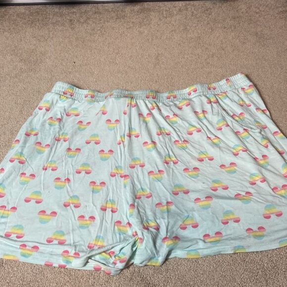 DISNEY MICKEY MOUSE 2 PIECE SHORT SLEEVE  PAJAMA SET - AQUA RAINBOW - XXL - Picture 3 of 10